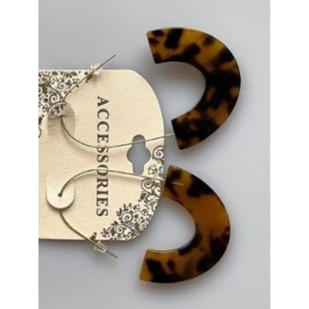 New Tortoise Shell Hoop Thread Earrings